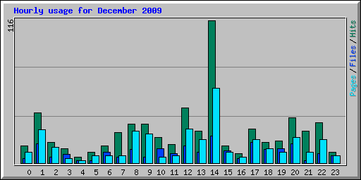 Hourly usage for December 2009