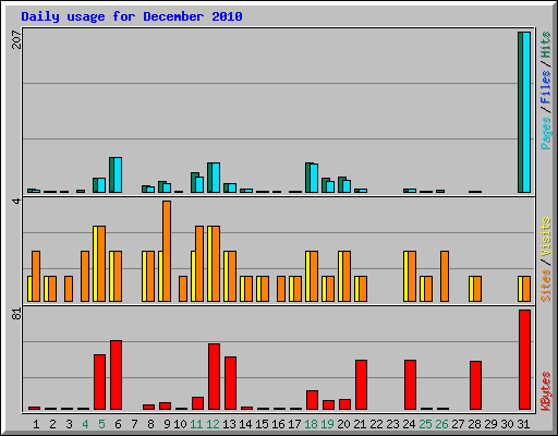 Daily usage for December 2010