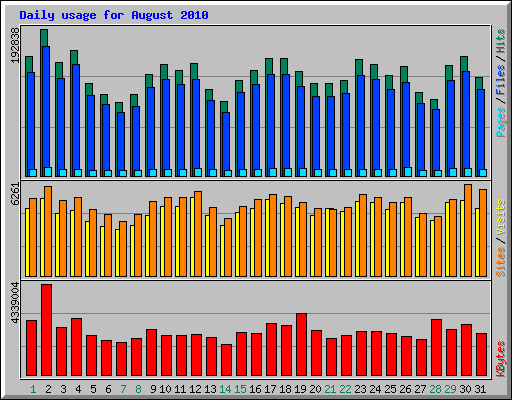 Daily usage for August 2010