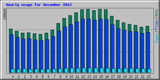 Hourly usage for December 2012