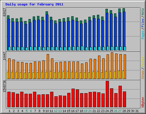 Daily usage for February 2011