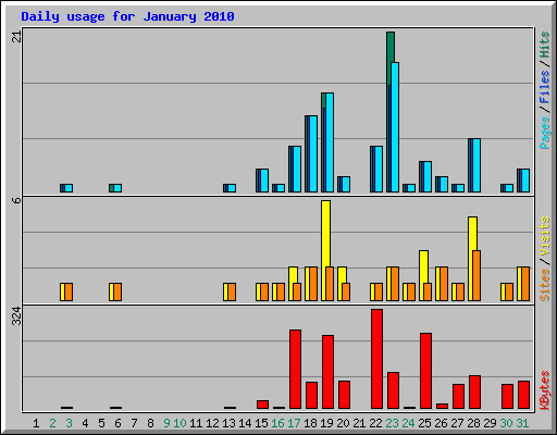 Daily usage for January 2010
